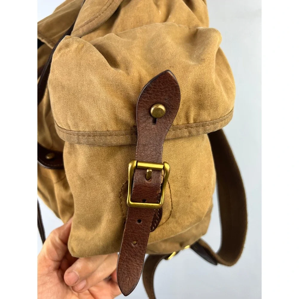 J. Crew Dry Goods Abingdon Waxed Canvas Leather Straps Rucksack Adventure Bag